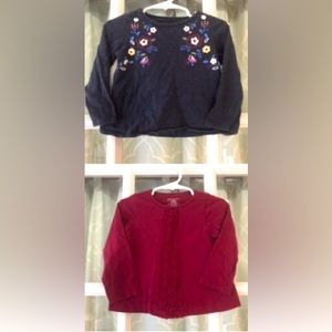 2 100% cotton First Impressions 24 months long sleeve burgundy red + navy blue